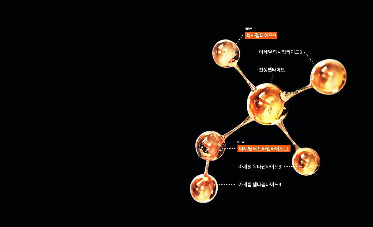 (NEW) 헥사펩다이드9 / 아세틸 헥사펩타이드8 / 진생펩다이드 / (NEW) 아세틸 테트라펩타이드11 / 아세틸 옥타펩타이드3 / 아세틸 헵타펩타이드4